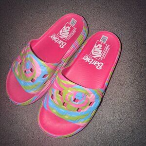 VANS X BARBIE SLIDE-ON VR3CUSH SANDALS IN THE TRIPPY MULTI COLORWAY